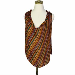 Haute Hippie MEDIUM Stripe Silk Drape Blouse 2189